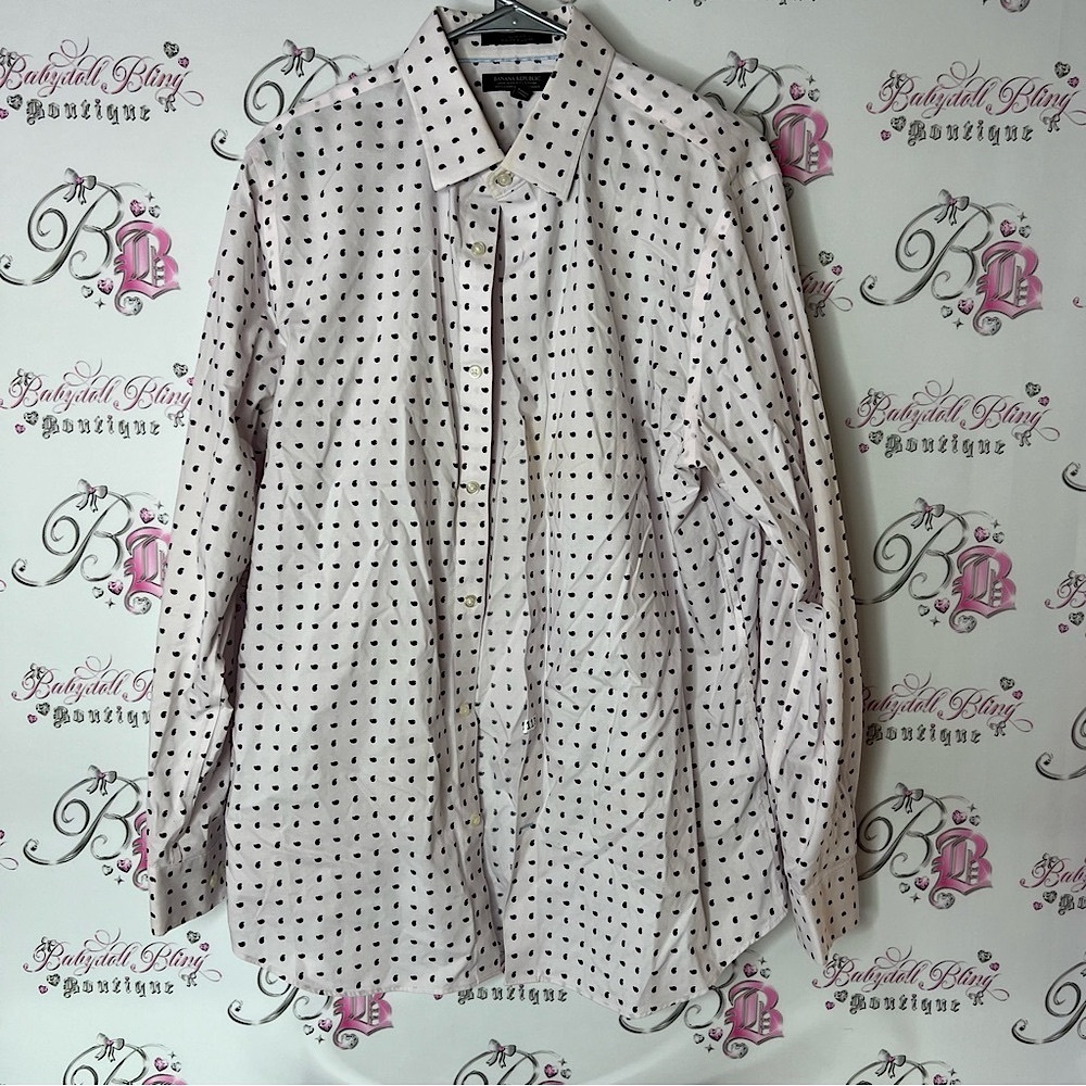 Banana Republic White and Black Casual Button Down Shirt paisley pattern cotton